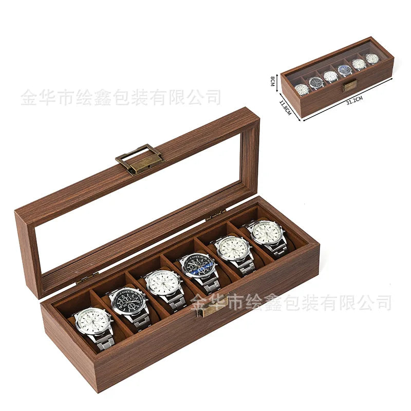 Coffret à montres — Décor bois brun