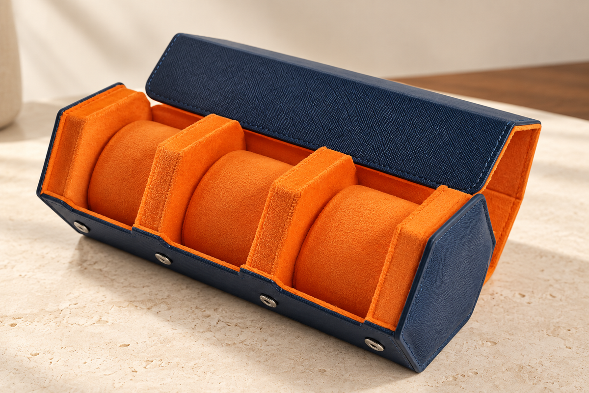 Étui Hexago bleu et orange